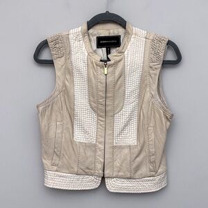 BCBGMaxAzria Cream Leather Sleeveless Vest